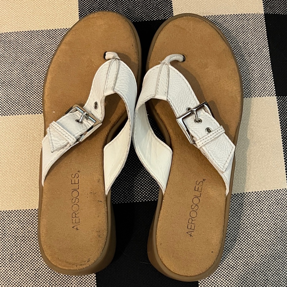 AEROSOLES White and Tan Women's Sandals